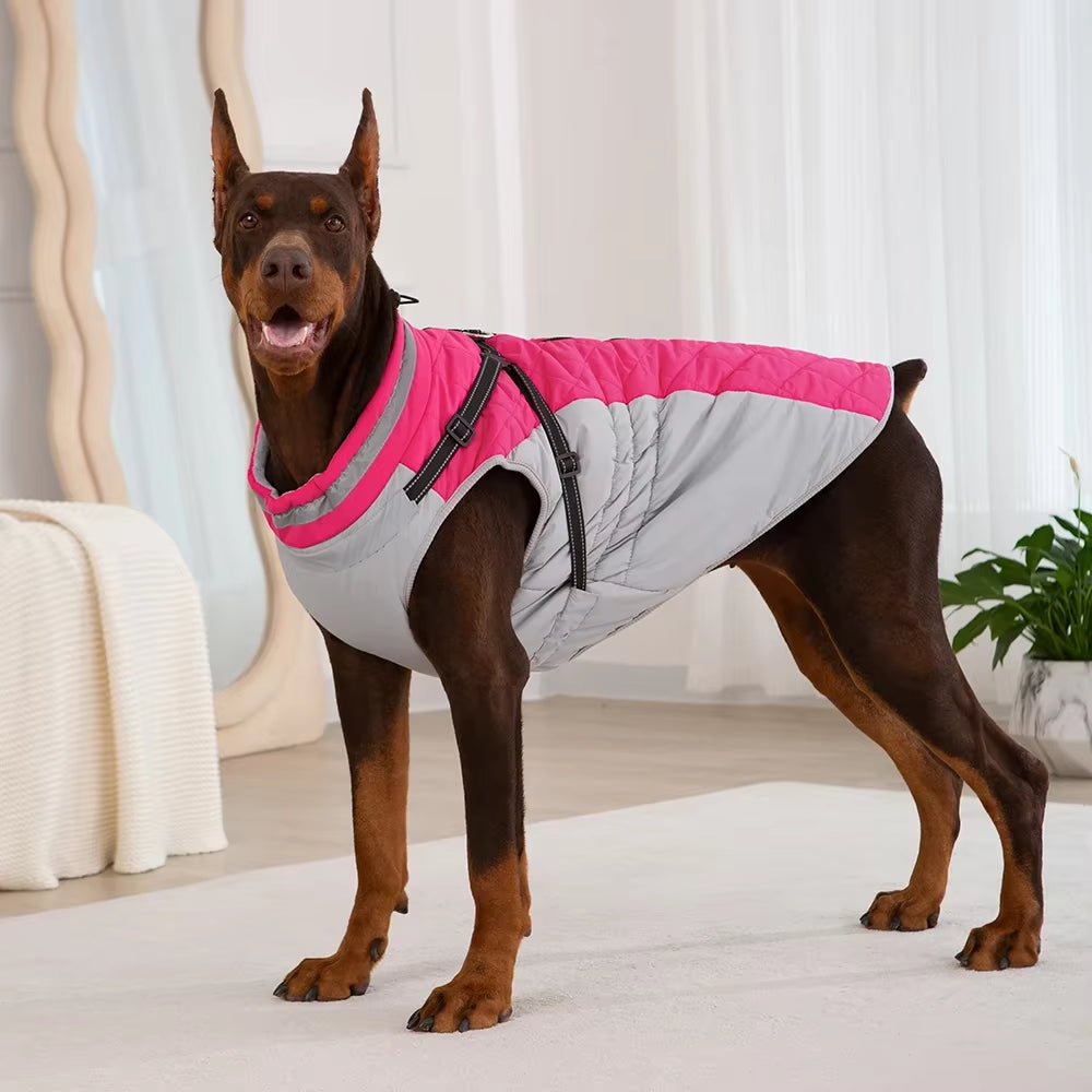 Waterproof Winter Pet Jacket with Harness for Small and Large Dogs - Ideal for Labradors, Chihuahuas, and French Bulldogs