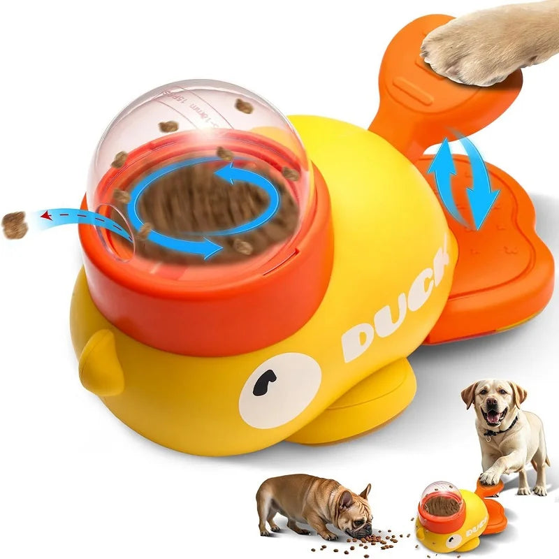 Charming Duck Design Pet Food Dispenser - Engaging Automatic Puzzle Feeder for Dogs and Cats