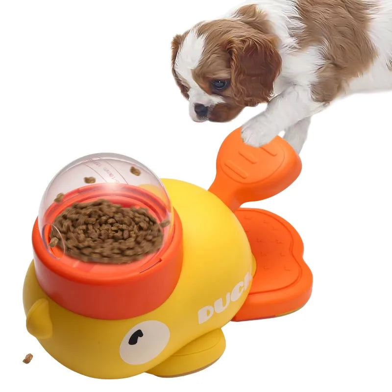 Charming Duck Design Pet Food Dispenser - Engaging Automatic Puzzle Feeder for Dogs and Cats