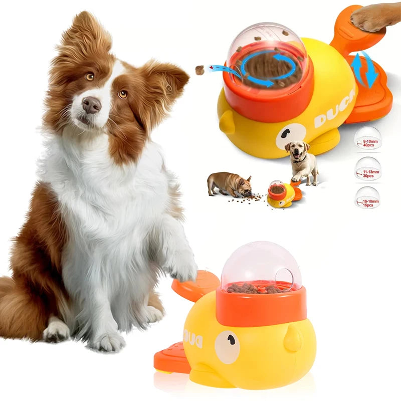 Charming Duck Design Pet Food Dispenser - Engaging Automatic Puzzle Feeder for Dogs and Cats