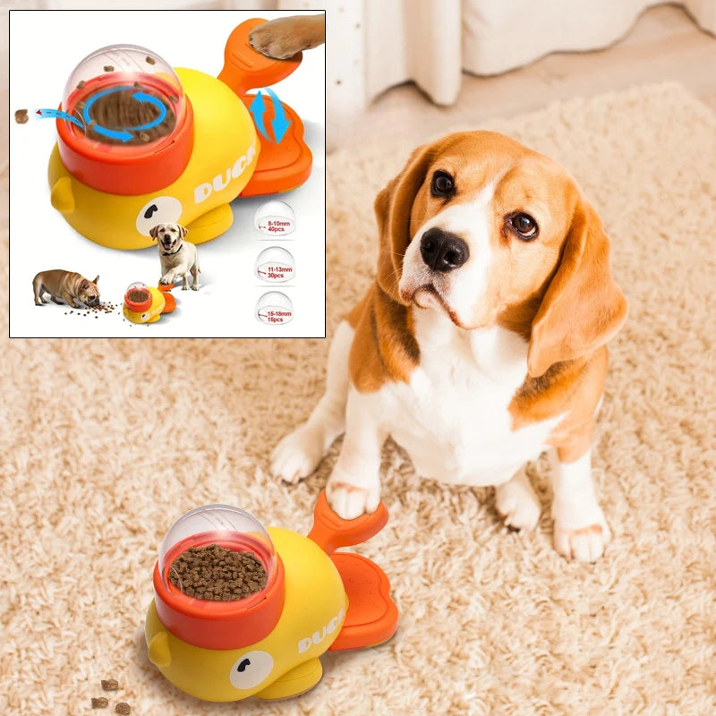 Charming Duck Design Pet Food Dispenser - Engaging Automatic Puzzle Feeder for Dogs and Cats