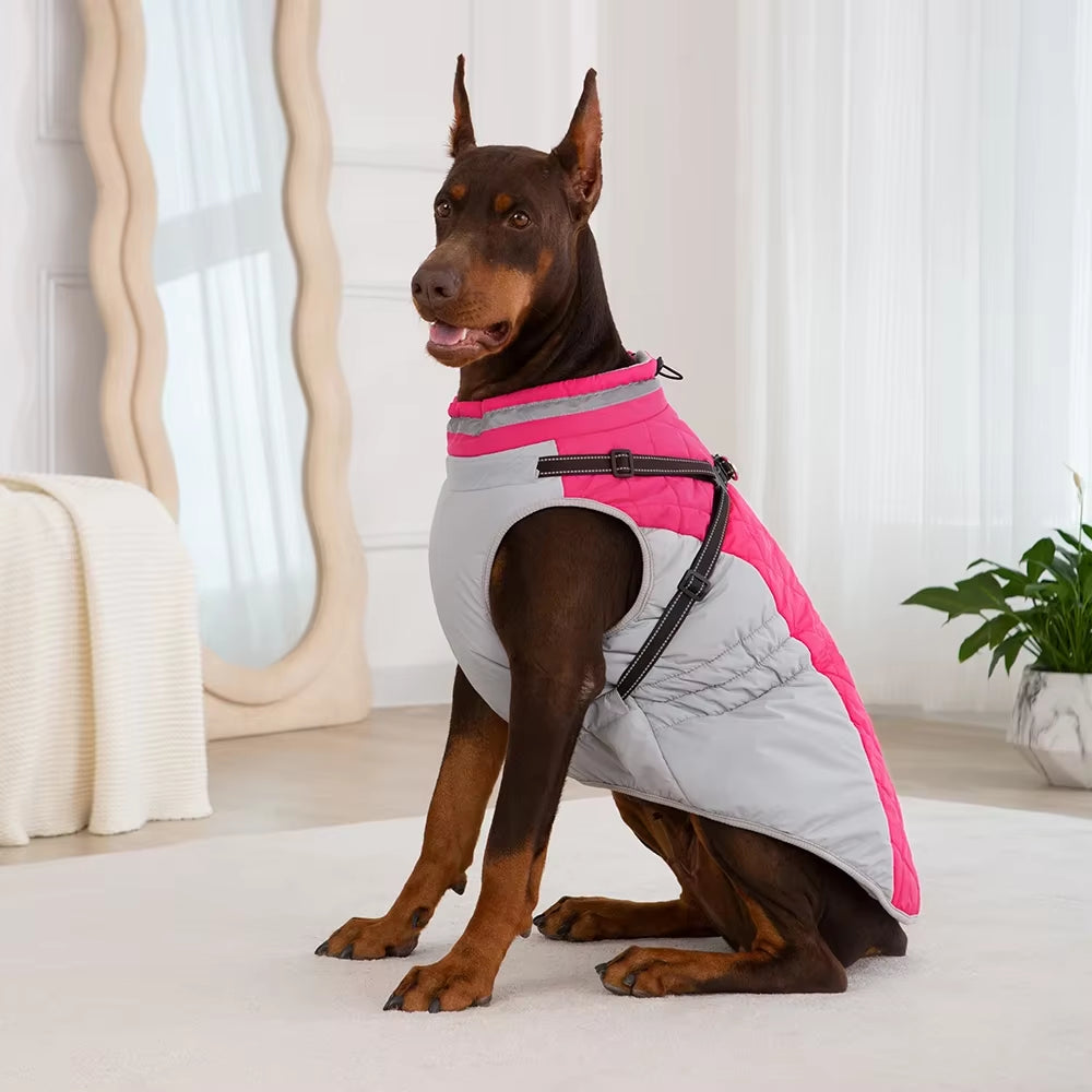 Waterproof Winter Pet Jacket with Harness for Small and Large Dogs - Ideal for Labradors, Chihuahuas, and French Bulldogs