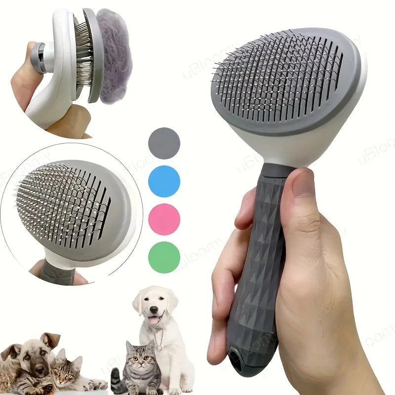 Automatic One-Click Pet Grooming Comb for Dogs and Cats with Effortless Hair Removal Functionality