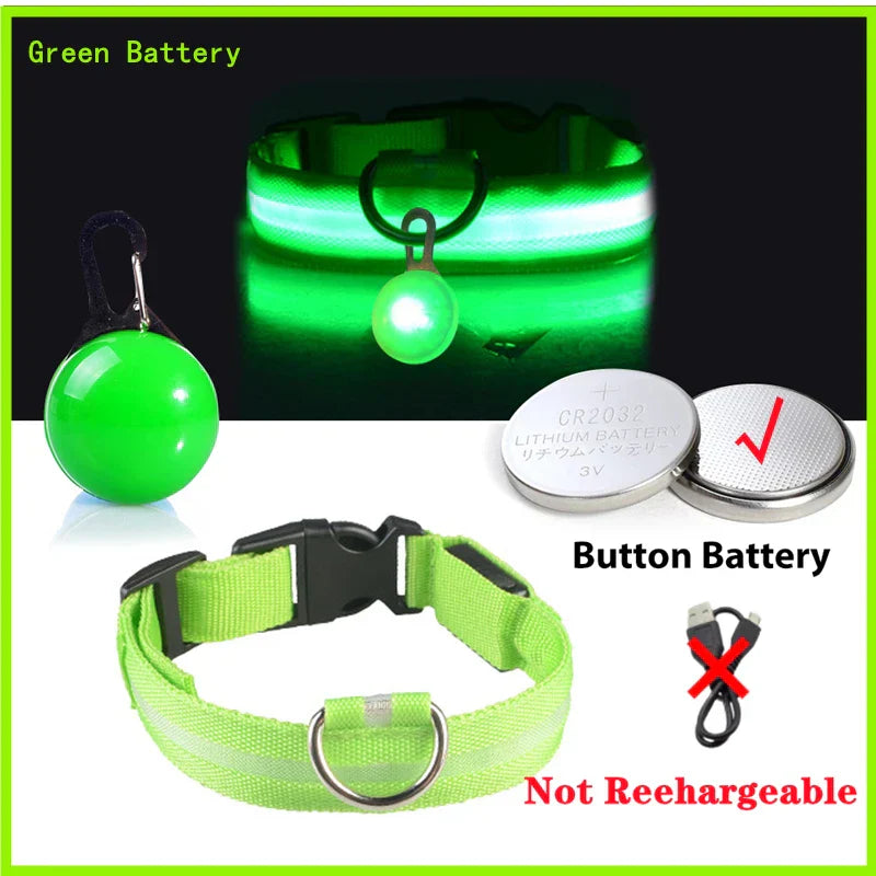 USB Rechargeable LED Dog Collar with Detachable Pendant - Illuminated Safety Collar for Small Dogs and Cats - Wholesale Availability