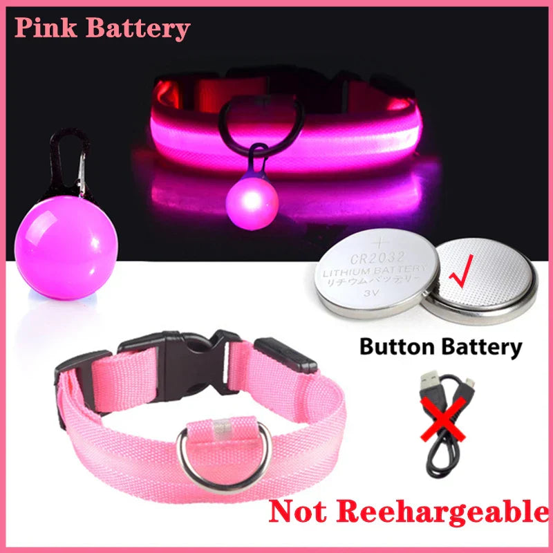 USB Rechargeable LED Dog Collar with Detachable Pendant - Illuminated Safety Collar for Small Dogs and Cats - Wholesale Availability