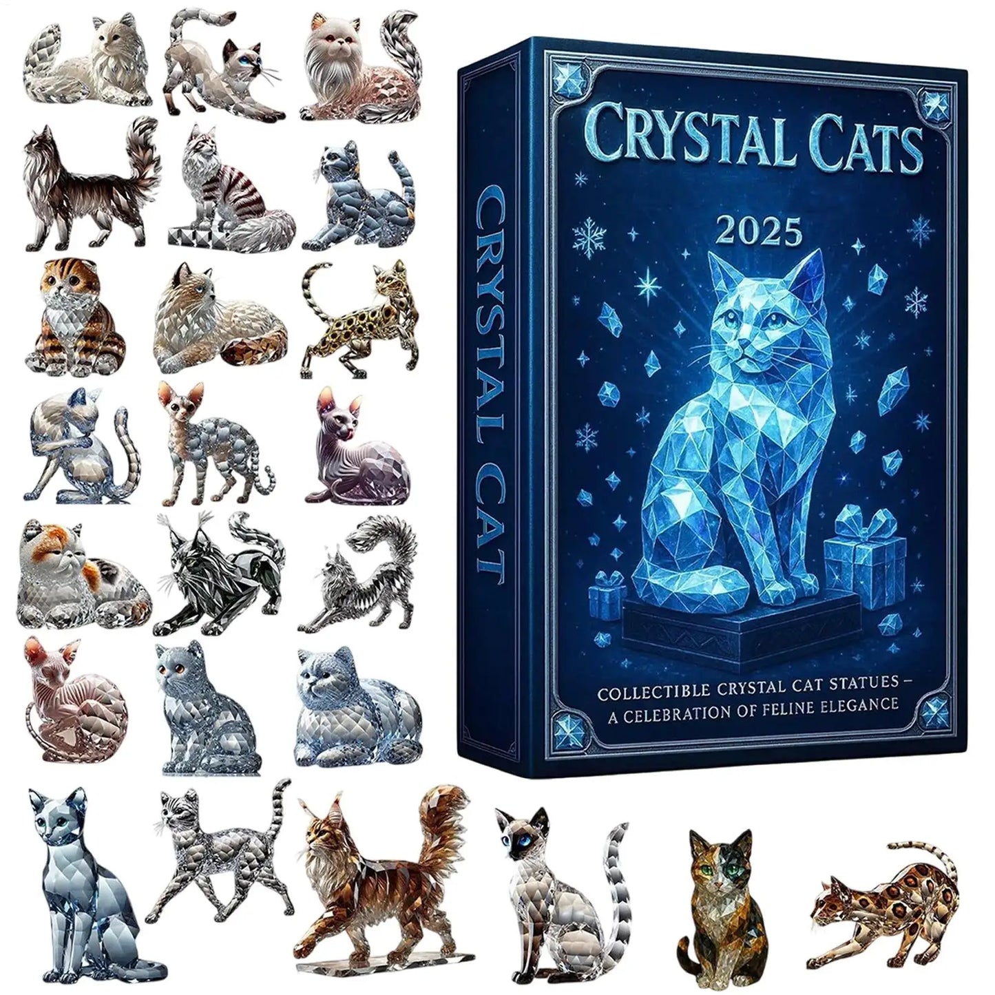 Enchanting 2025 Crystal Cat Advent Calendar - A Whimsical Countdown to Christmas!