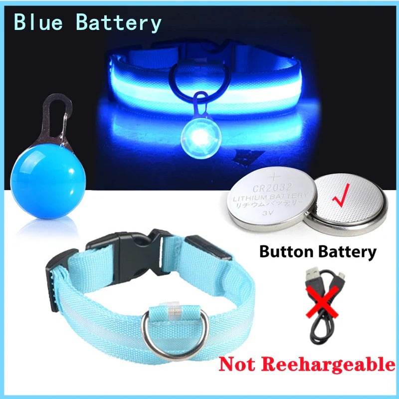 USB Rechargeable LED Dog Collar with Detachable Pendant - Illuminated Safety Collar for Small Dogs and Cats - Wholesale Availability