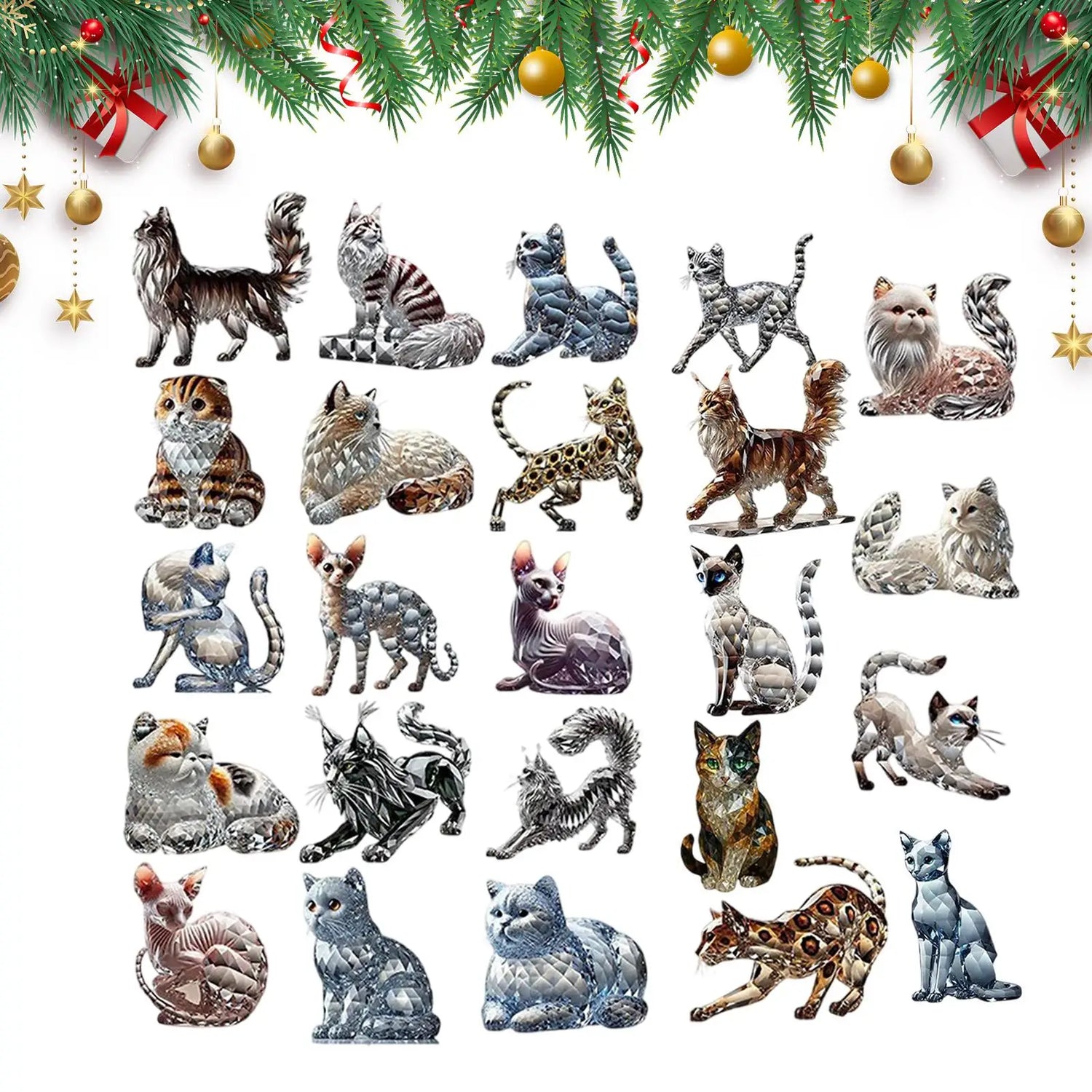 Enchanting 2025 Crystal Cat Advent Calendar - A Whimsical Countdown to Christmas!