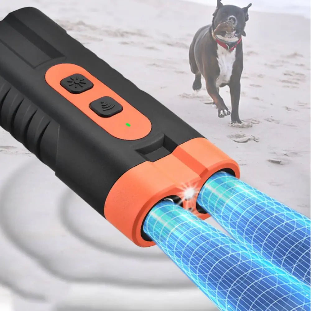 Professional Rechargeable Ultrasonic Dog Repeller with Remote Control and LED Flashlight for Effective Bark Training