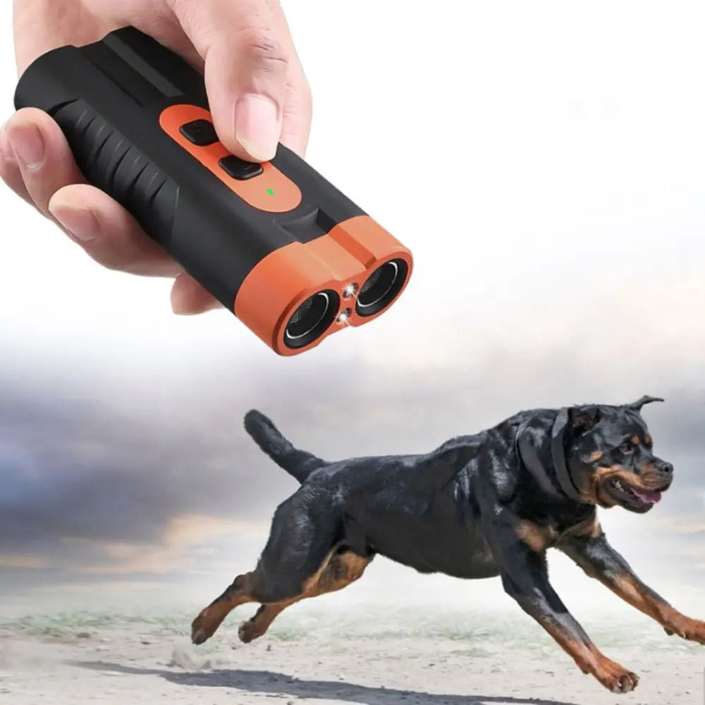 Professional Rechargeable Ultrasonic Dog Repeller with Remote Control and LED Flashlight for Effective Bark Training