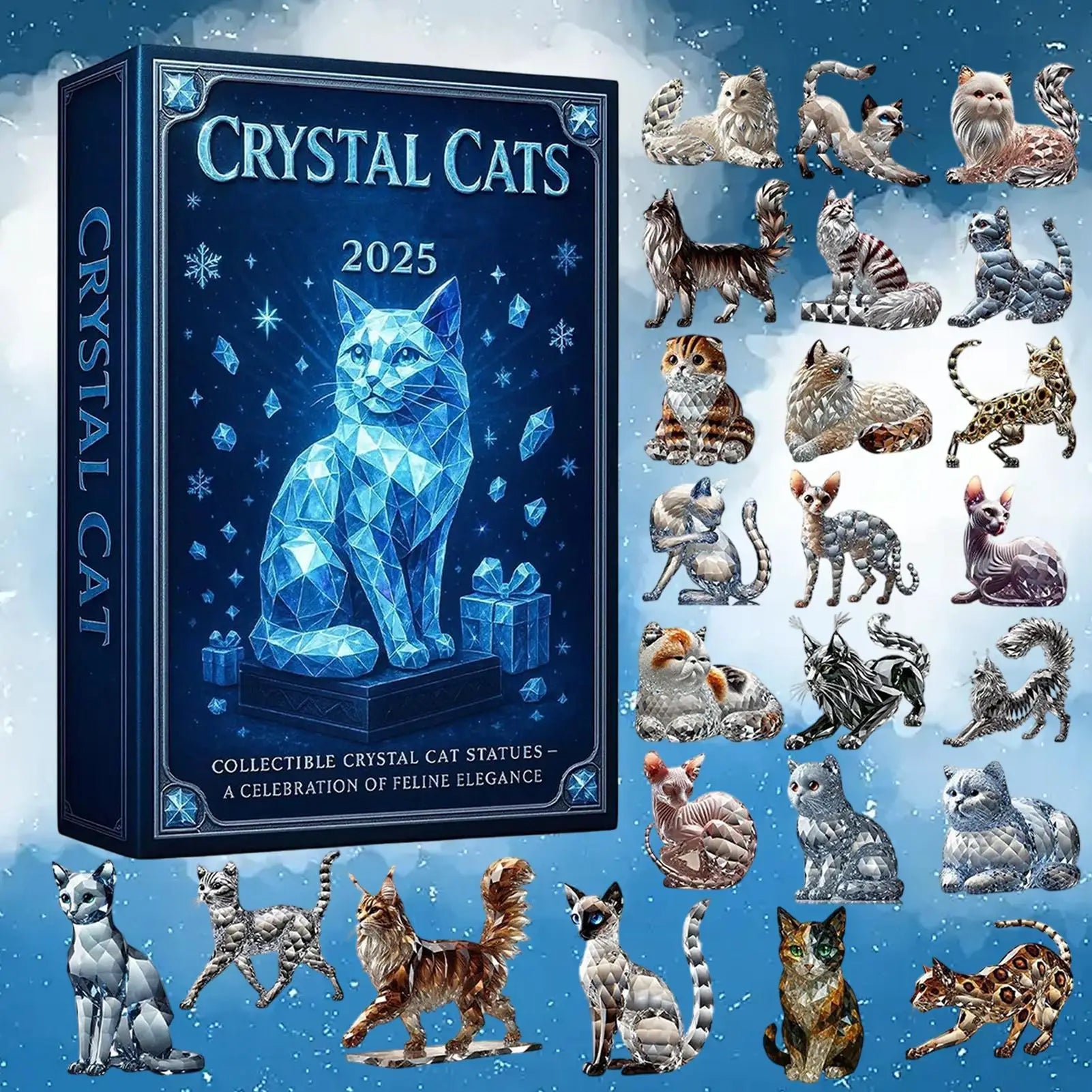 Enchanting 2025 Crystal Cat Advent Calendar - A Whimsical Countdown to Christmas!