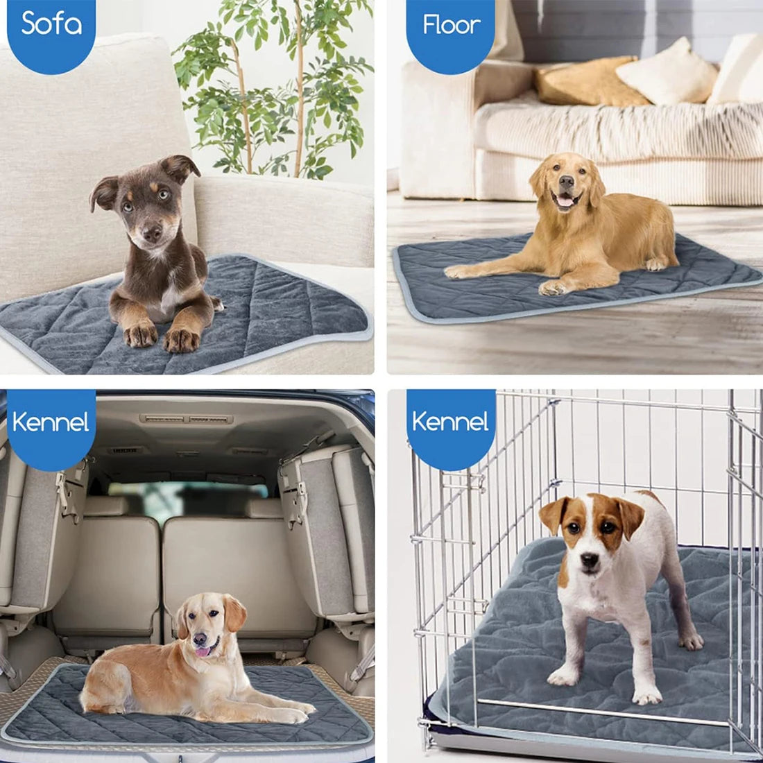 Self-Heating Thermal Pet Pad - Washable Anti-Slip Kennel Mat for Medium and Small Dogs and Cats