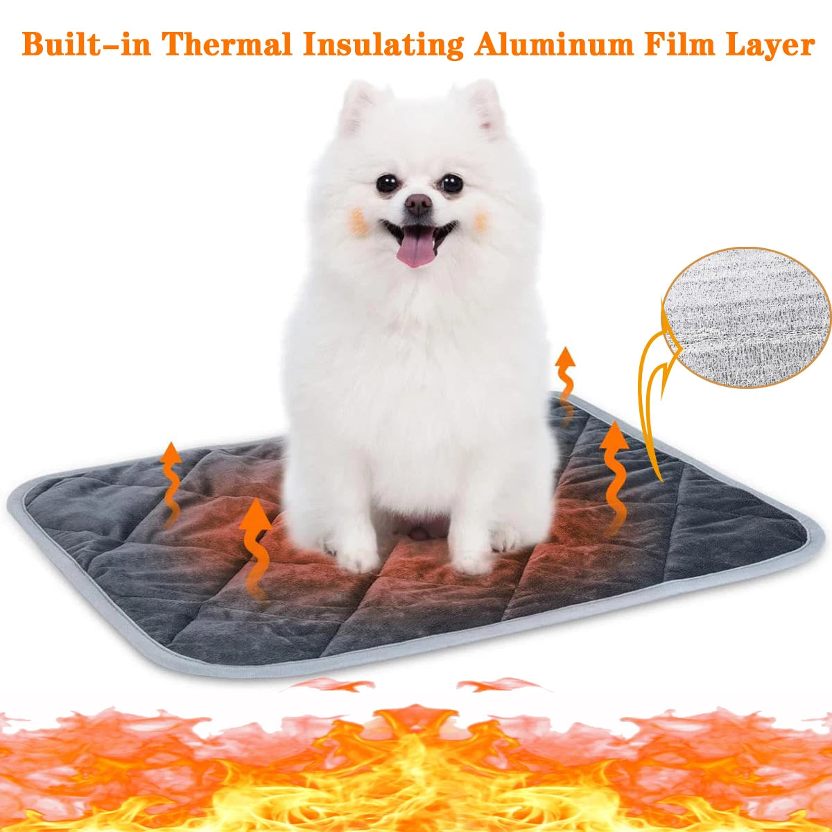 Self-Heating Thermal Pet Pad - Washable Anti-Slip Kennel Mat for Medium and Small Dogs and Cats