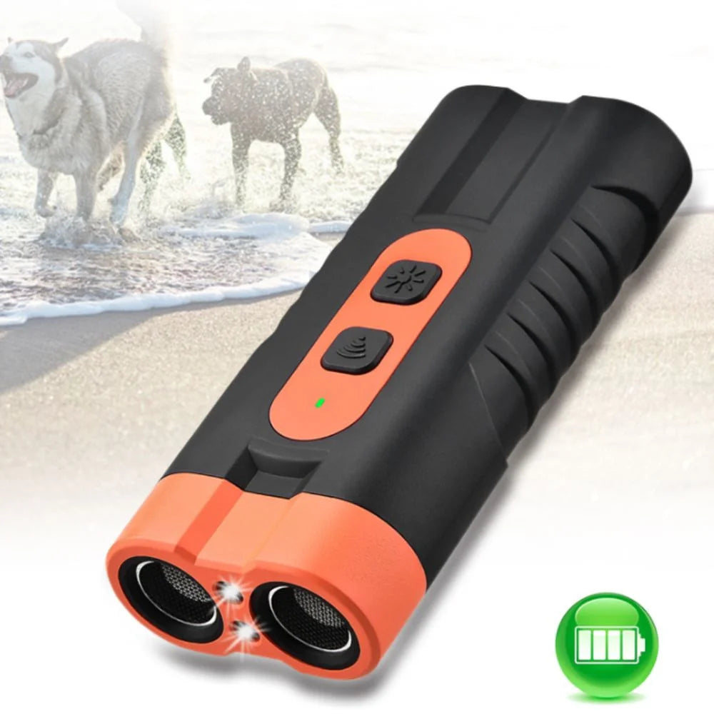 Professional Rechargeable Ultrasonic Dog Repeller with Remote Control and LED Flashlight for Effective Bark Training