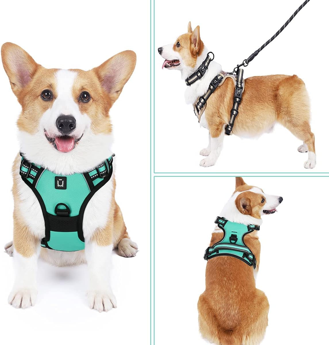 Large Dog Harness Waldseemuller Dog Harness for Large Dogs No Pull Dog Vest with Handle 4 Buckles Dog Harness Easy on and off Adjustable Soft Padded Pet Vest with Easy Control Handle