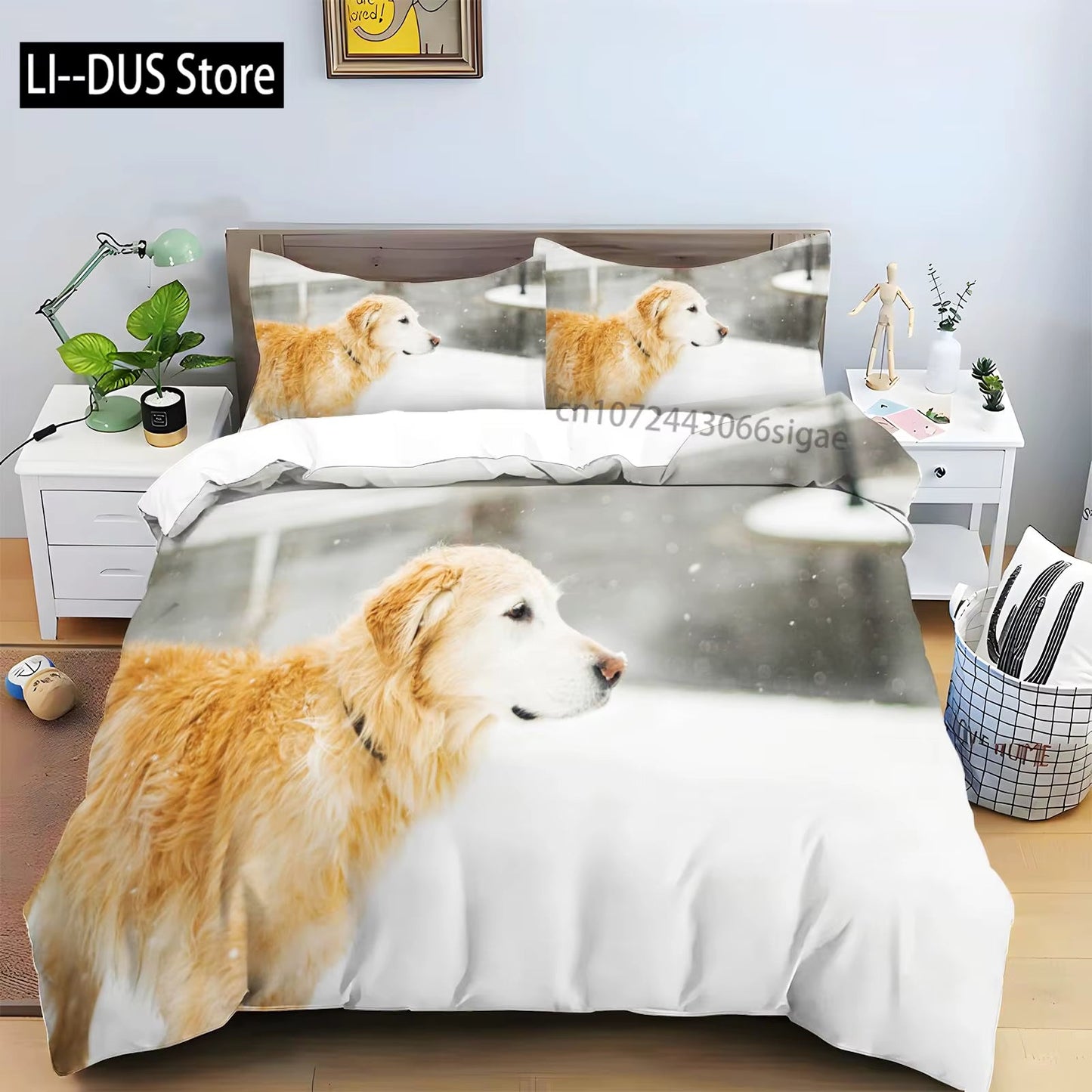 Brown Golden Retriever Twin Duvet Cover Set - Drift Lab