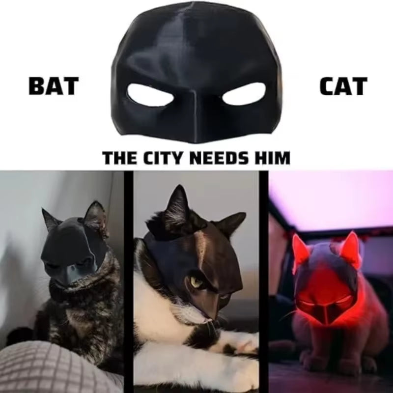 Matte Bat Design Cat Mask - Stylish Halloween Accessory for Your Feline Friend