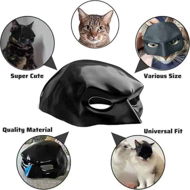 Matte Bat Design Cat Mask - Stylish Halloween Accessory for Your Feline Friend