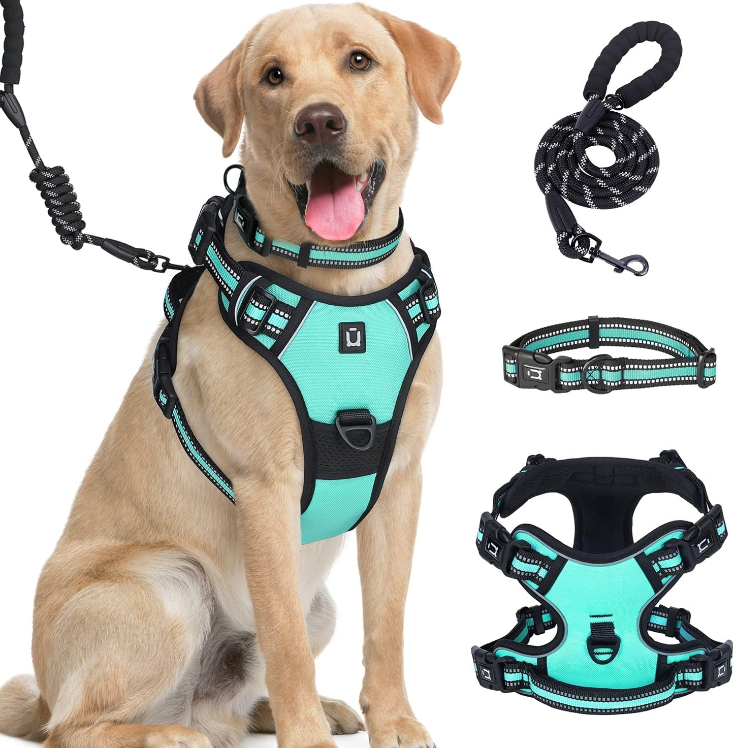 Large Dog Harness Waldseemuller Dog Harness for Large Dogs No Pull Dog Vest with Handle 4 Buckles Dog Harness Easy on and off Adjustable Soft Padded Pet Vest with Easy Control Handle
