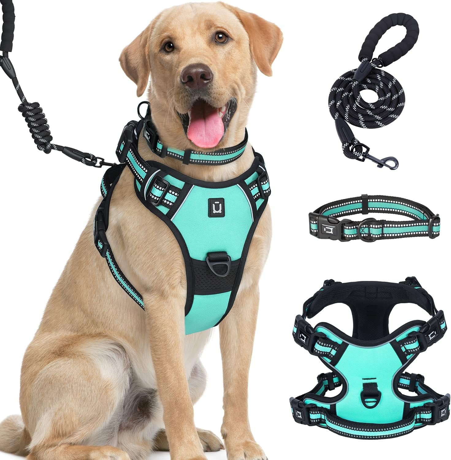 Large Dog Harness Waldseemuller Dog Harness for Large Dogs No Pull Dog Vest with Handle 4 Buckles Dog Harness Easy on and off Adjustable Soft Padded Pet Vest with Easy Control Handle