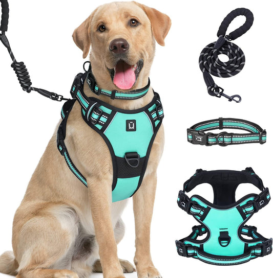 Large Dog Harness Waldseemuller Dog Harness for Large Dogs No Pull Dog Vest with Handle 4 Buckles Dog Harness Easy on and off Adjustable Soft Padded Pet Vest with Easy Control Handle