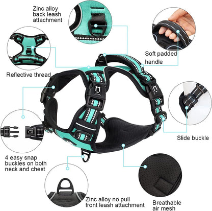 Large Dog Harness Waldseemuller Dog Harness for Large Dogs No Pull Dog Vest with Handle 4 Buckles Dog Harness Easy on and off Adjustable Soft Padded Pet Vest with Easy Control Handle