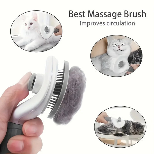 Automatic One-Click Pet Grooming Comb for Dogs and Cats with Effortless Hair Removal Functionality