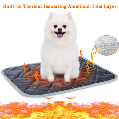 Self-Heating Thermal Pet Pad - Washable Anti-Slip Kennel Mat for Medium and Small Dogs and Cats