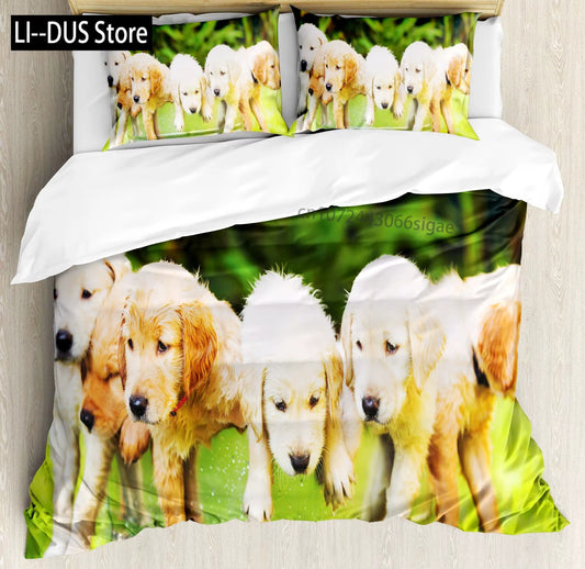 Brown Golden Retriever Twin Duvet Cover Set - Drift Lab